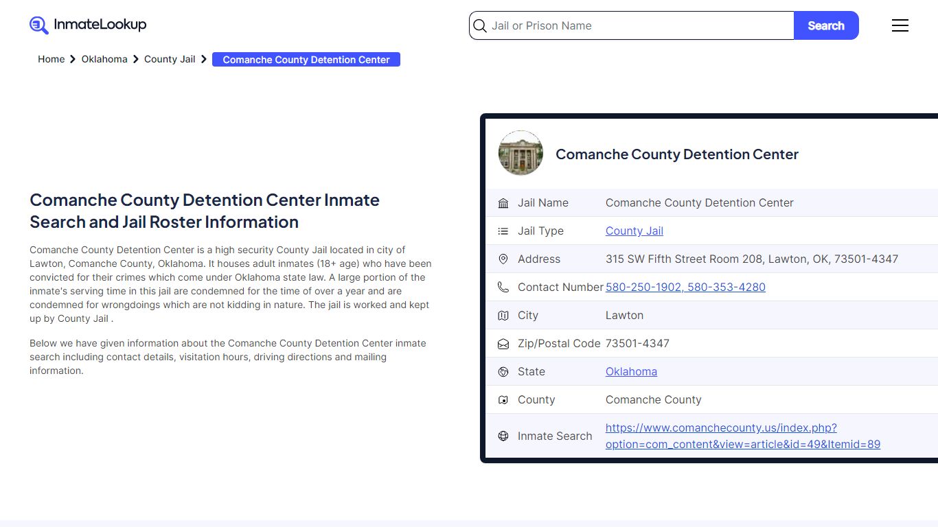 Comanche County Detention Center (OK) Inmate Search and Jail Roster ...